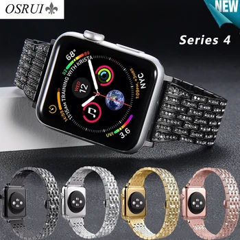 

OSRUI Diamond stainless steel strap For Apple watch 4 band 44mm 40mm correa aple watch 42mm 38mm iwatch 3 2 wrist bracelet belt