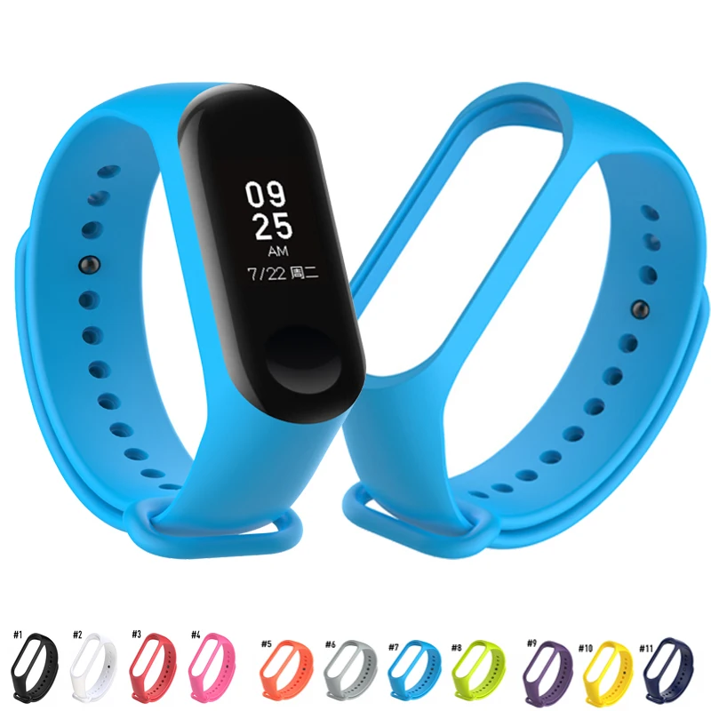 

19 Solid Color Mi Band 4 3 Accessories Sport Strap Silicone Watch Replacement Wriststrap for Xiaomi Smart Bracelet