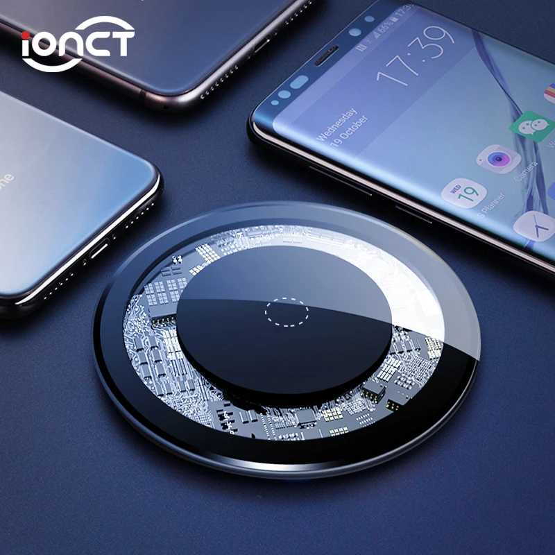 IONCT 10 Вт Qi Беспроводное зарядное устройство для iPhone X XR XS Max 8 видимых usb зарядных