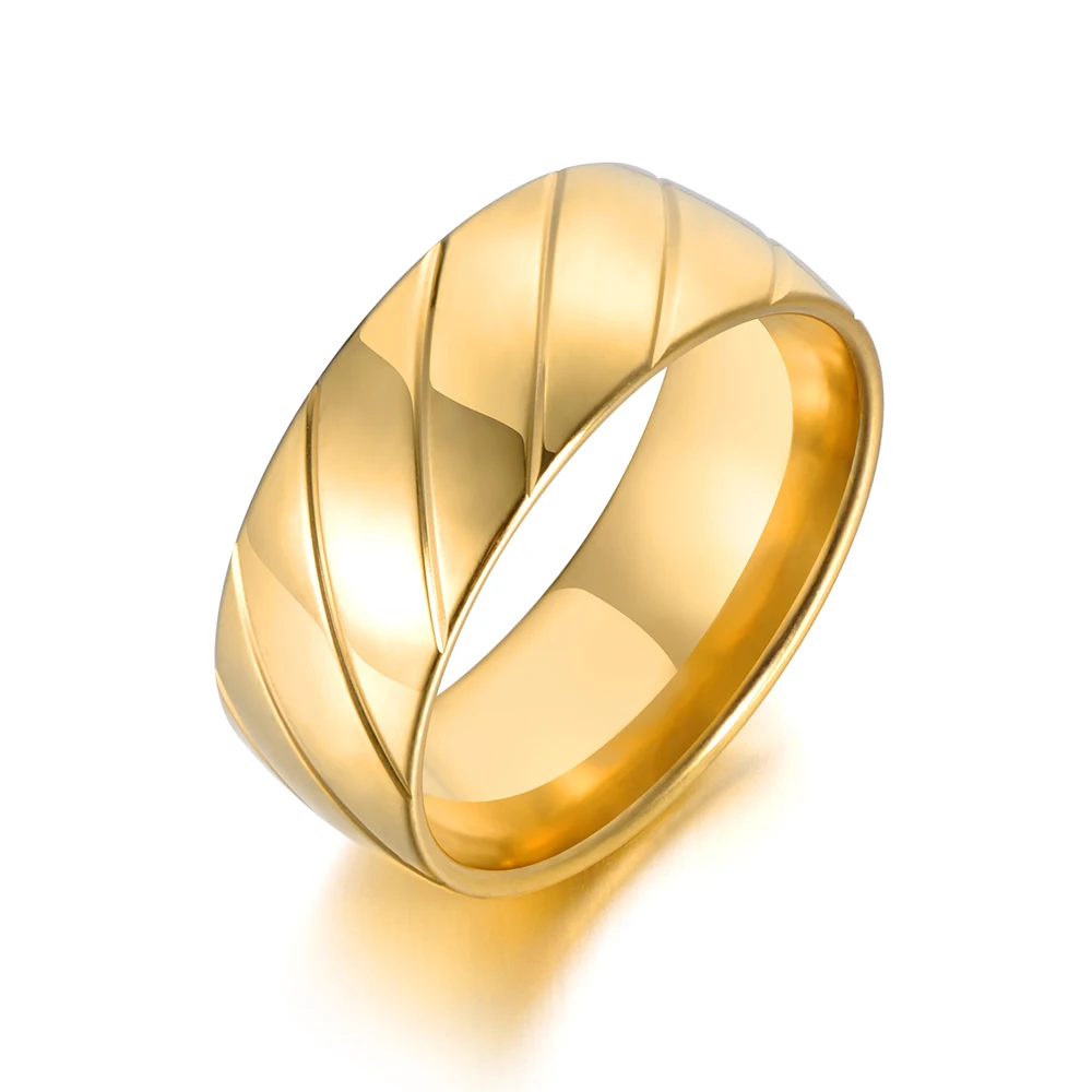 Creative 8mm Slash Cutting Stainless Steel Ring For Women Simple Couple Titanium Steel Wedding Ring Jewelry R18122 couple rings