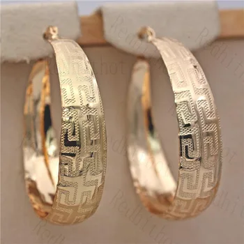 

Vintage Hoop Earrings for Women Gold Filled Pattern Earring Big Round Circle Retro Metal