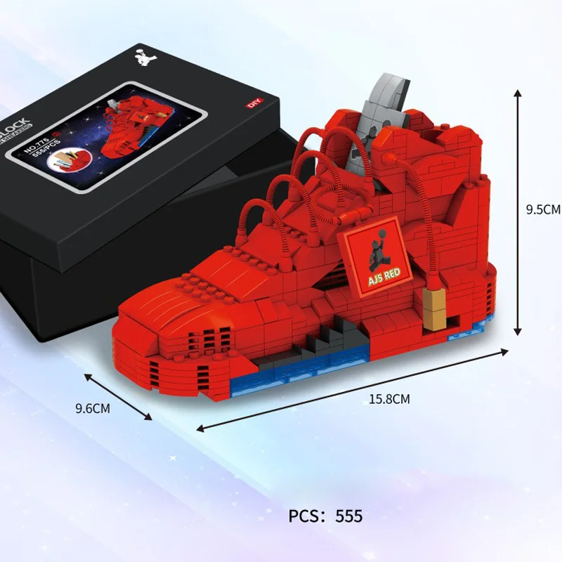 Популярные спортивные баскетбольные кроссовки AJ5 мини блок ручка контейнер Строительные кирпичи образование игрушки коллекция для подарков - Цвет: Красный