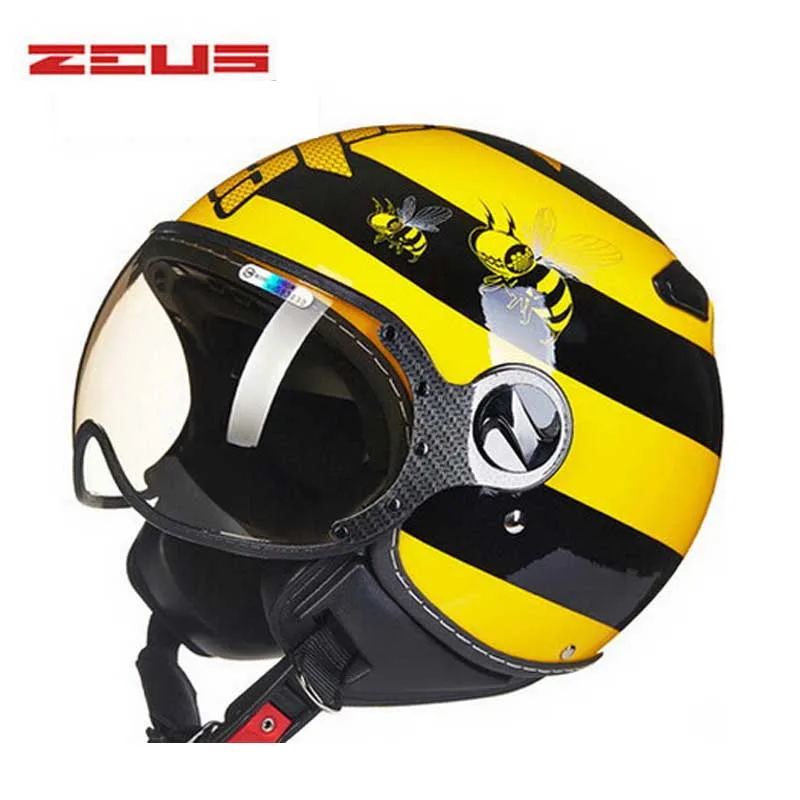 Мотоциклетный шлем DOT ZEUS 210c yellow bee 3/4 с открытым лицом и подкладкой|open face motorcycle