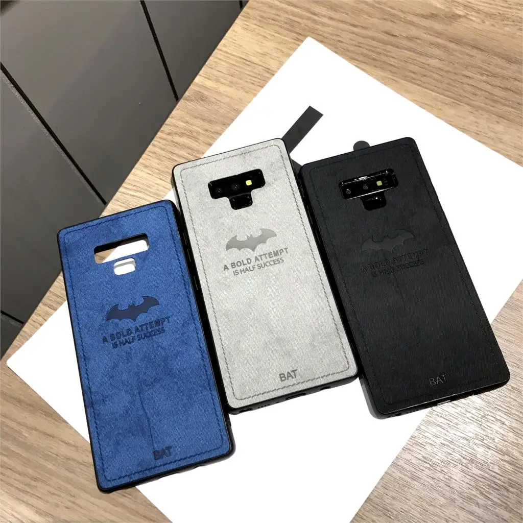 

bat Cloth Silicone + Leather Case For Samsung Galaxy Note 9 Cover Back Cover For M10 M20 A30 A50 S10 S10E S9 S8 A6 Plus A7 2018