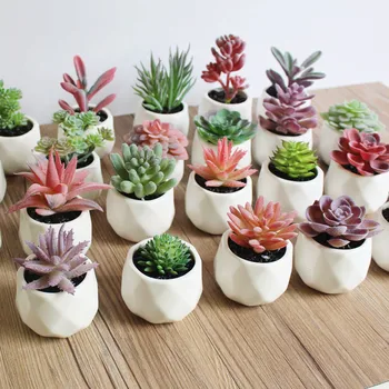 

4Sets Potted Artificial Succulents Plants for Home Garden Bedroom Bathroom Office Decoration Fake Plants