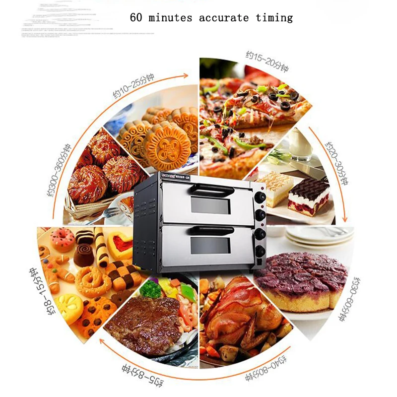 Electrical Steel Baking Oven Commercial Thermometer Double Pizza Oven Mini Bread/Cake Toaster PO2PT Electrical Steel Baking Oven Commercial Thermometer Double Pizza Oven Mini Bread/Cake Toaster PO2PT