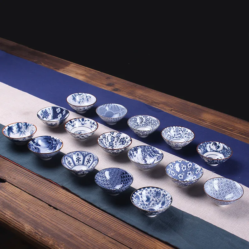 6 шт./компл. китайский керамический голубой и белый фарфор кунг-фу чайный сервиз, кружка для вина Ретро чашка для чая, гайвань творческие подарки случайным образом стили