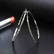 2018 pendientes populares con circonitas de diamantes de imitación pendientes simples pendientes de aro de Color oro círculo grande para mujer(China)