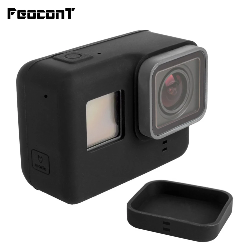

FeoconT Soft Silicone Covers For Gopro Hero5 6 Action Camera With Lens Cap Cover Go pro Acccessories Black edition