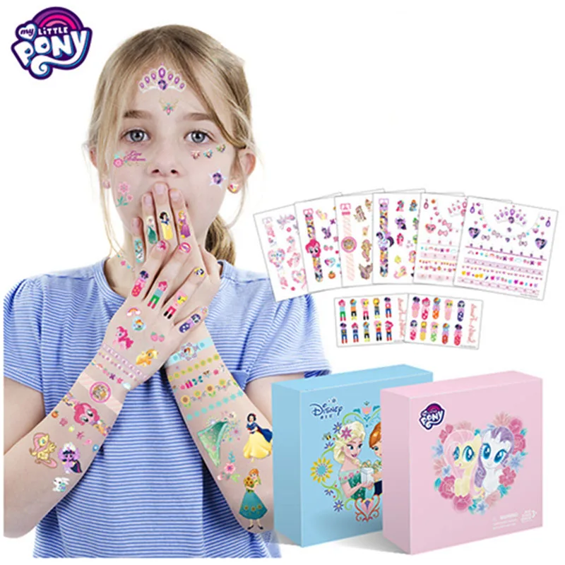 15 шт./партия, My Little Pony, набор для макияжа с персонажами из мультфильмов для девочек, наклейки для ногтей+ тату-наклейка+ шпилька, подарочная коробка