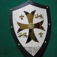 S3315 трещины крест-накрест Лев Крестоносец Железный щит Iris рыцарь 25." x 17.4"