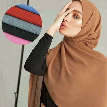 

Luxury Soft Bubble Chiffon Muslim Wrap Shawl Head Scarf femme musulman Instant Hijab Plain Islamic Arab Headwear foulard Turban