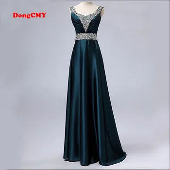 New 2017 Dark Green V-Neck Fashion Formal Robe de soiree Hand-Beading Plus size long Evening Dress