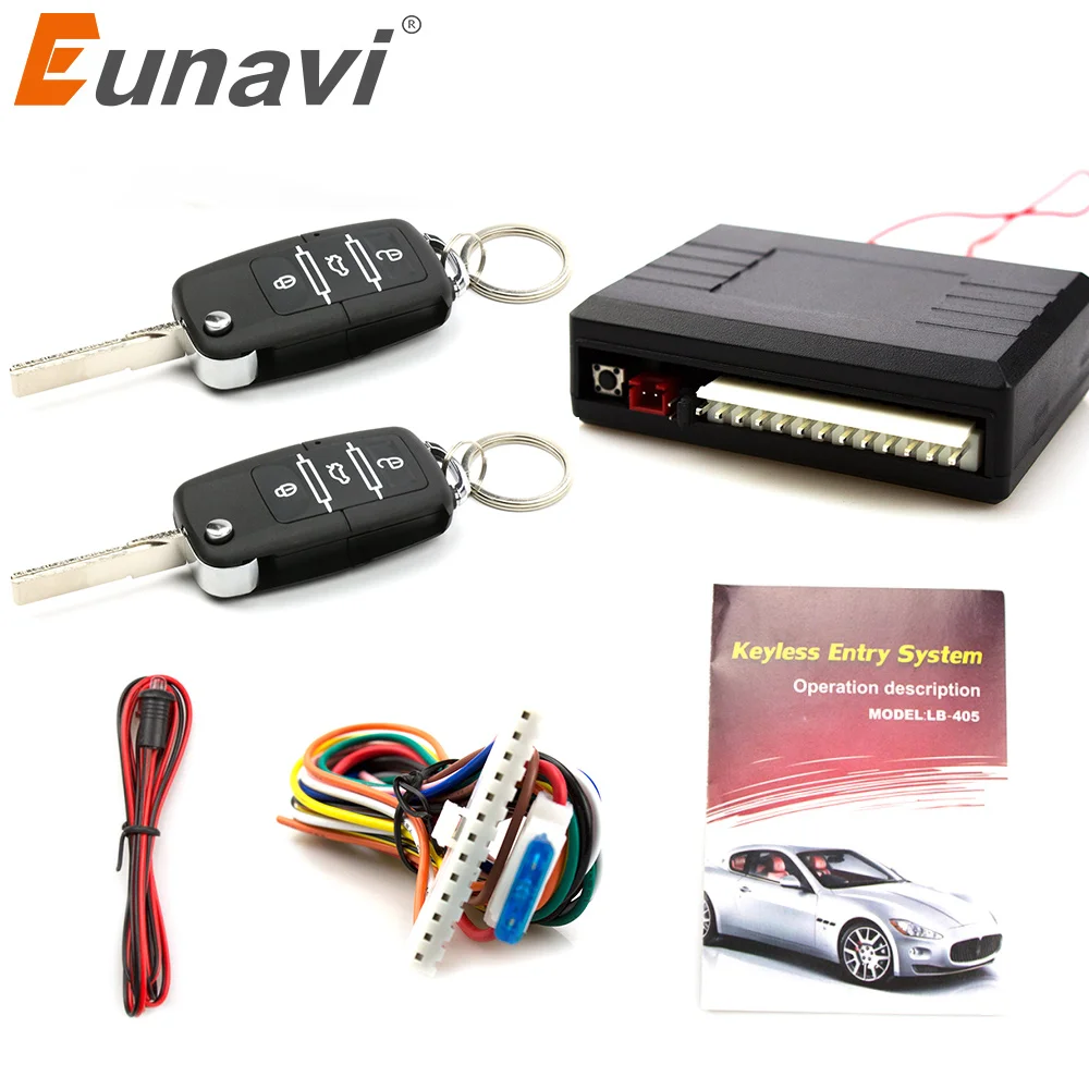 Eunavi Universal Car Auto Remote Central Control kit Keyless Entry System LED Keychain Central Door Lock Locking Vehicle