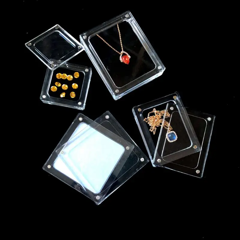 

Clear Acrylic Suspended Jewelry Display Square Magnetic Clip On Jewelry Box Case Wedding Gifts Jewelry Packaging