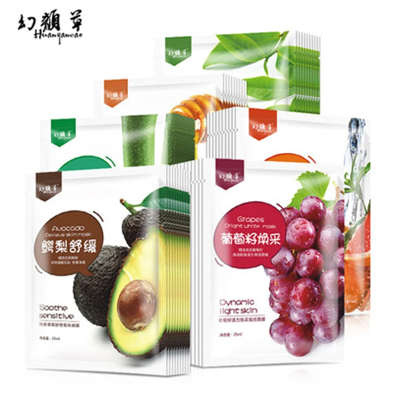 

Skin Care Plant Facial Mask Avocado Green Tea Bamboo Grape Grapefruit Honey Moisturizing Nourish Whitening Face Masks