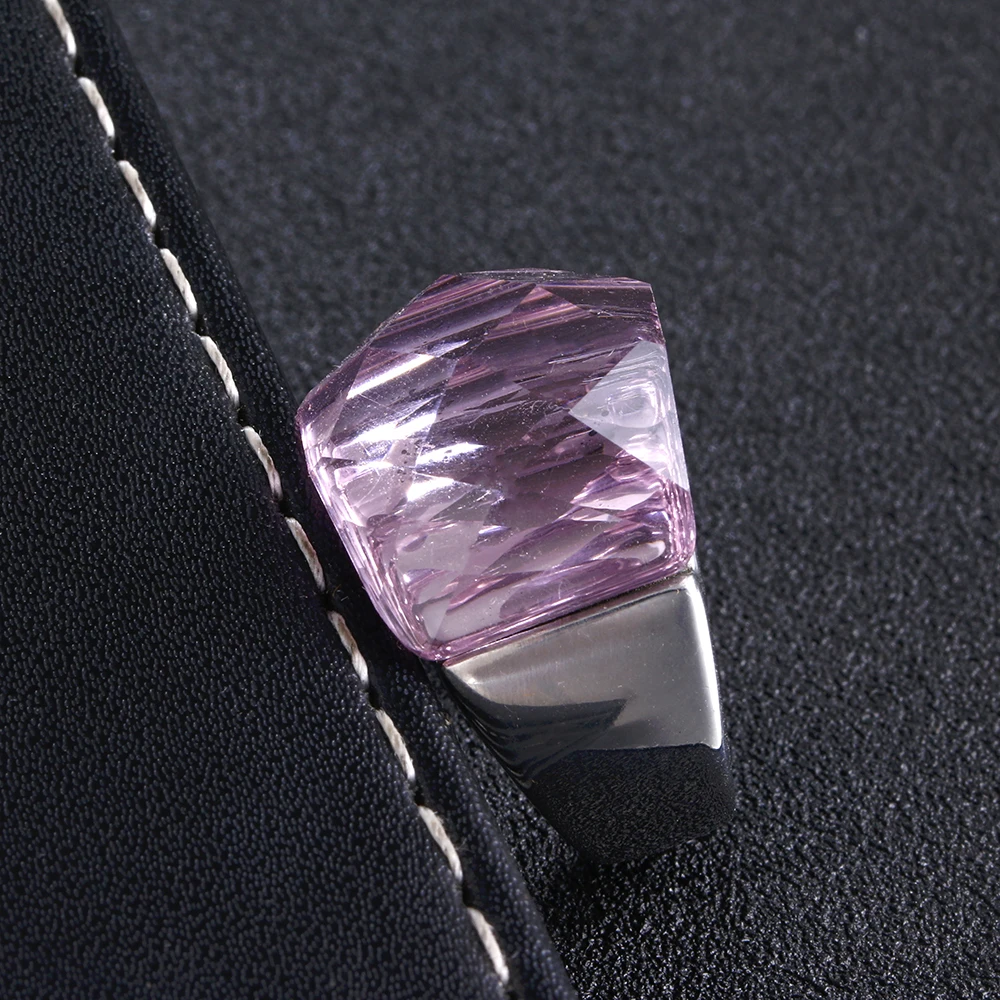 ZMZY Fashion Personality Elegant Big Rings For Women Pink Glass Stone Stainless Steel Wedding Ring Jewelry 4 Color to Choose