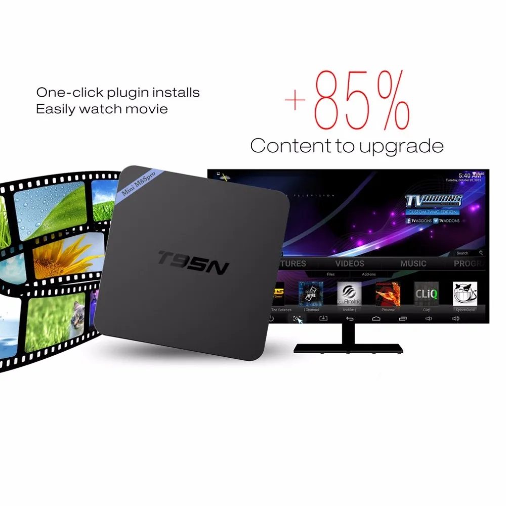 

T95N Android5.1 Smart TV Box 1GB DDR 8GB emmc S905 Quad Core 2.4GHZ Wifi HDMI 4K*2K HD Set Top Box
