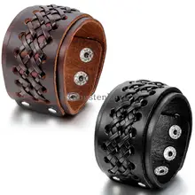 23 см Для мужчин ювелирные изделия в стиле панк коричневый/черный крест кожаный браслет и браслет Для мужчин модные браслеты masculina pulseira de couro