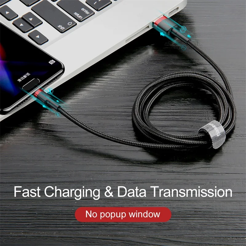 Baseus USB Cable de tipo C para xiaomi redmi note 7 USB-C teléfono móvil rápido de carga tipo-C Cable para Samsung Galaxy s9 S8 Plus