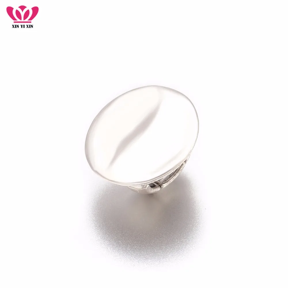 

New Vintage Big Round Ring Surface Silver Ring Simple Punk Style Elastic One Size Adjustable Individual Rings For Women