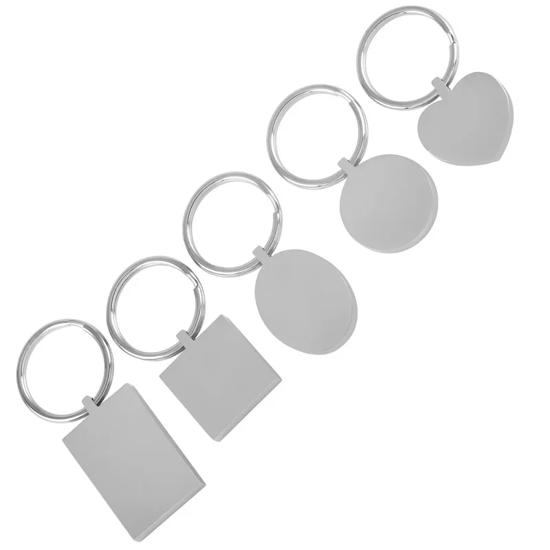 

High Polished Blank Rectangle Heart Round Stainless Steel Keychain Engravable Dog Tag Keyring for Wholesale
