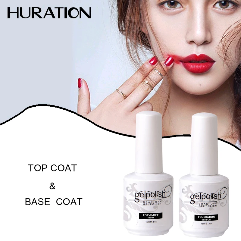 

Huration Top Base 15ml Gel for Base Coat Gel Polish Semi-permanent Nail Design Soak Off UV Manicure Transparent Gel Nail Polish