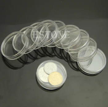 

10PCS Applied Round Clear Cases Coin Storage Capsules Holder Round Plastic 37mm