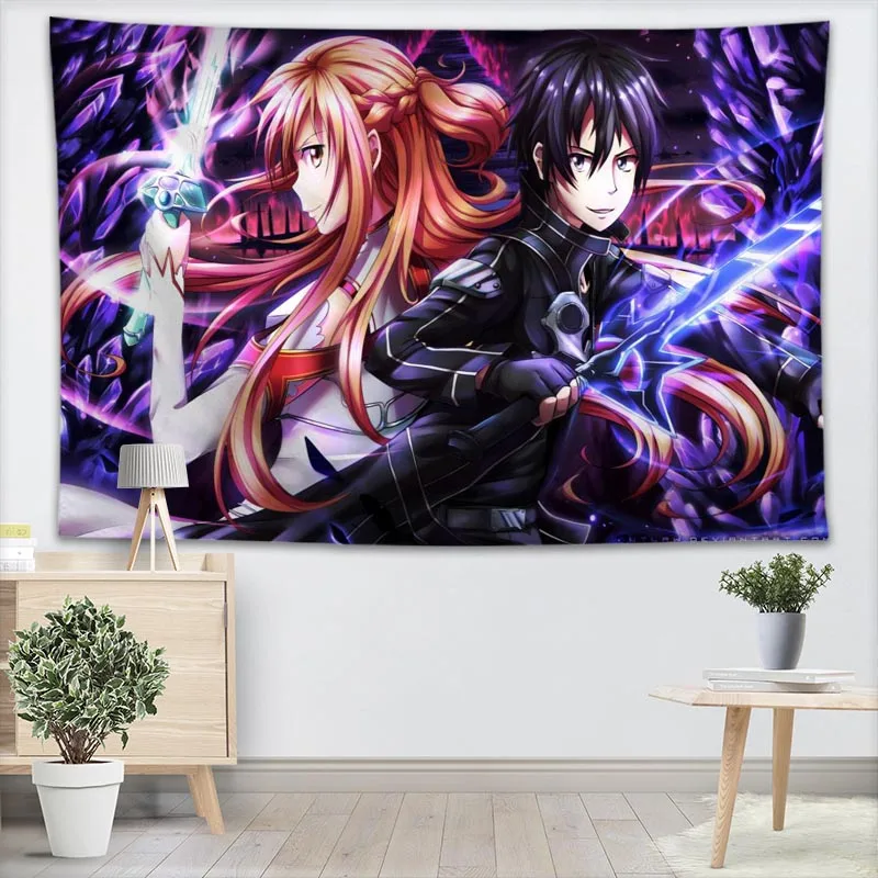 السيف الفن على الانترنت قماش مزخرف جداري عهدك نمط اليوغا كنبة مكتب مفرش منقوش للأطفال غرفة كلية المسكن الديكور