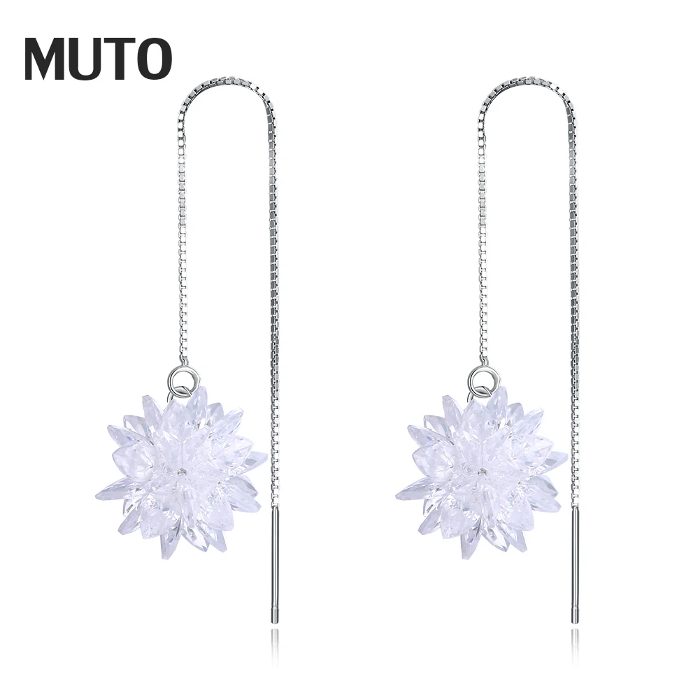 Muto White Ice Flower Ear Line 925 Sterling Silver Jewelry For Women Muto White Ice Flower Ear Line 925 Sterling Silver Jewelry For Women Drop Earrings Whole Bijoux Argent Mif Sved4181 In From
