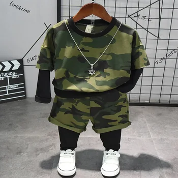 

Unisex Boys Girls 2-8 Years Casual Camouflage 2 PCS Set (Pullover Tee Top + Pant) Fashion Novelty Style Spring Autumn Suit