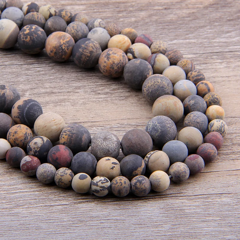Matte 6 8 10 12mm natural round Stone bead Domestic colored loose beads
