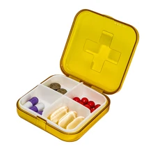 Симпатичный мини Портативный путешествия медицина коробка, многослойное прозрачный пластик коробки 4 слота Портативный Спецодежда медицинская Pill Box наркотиками Планшеты Medicine
