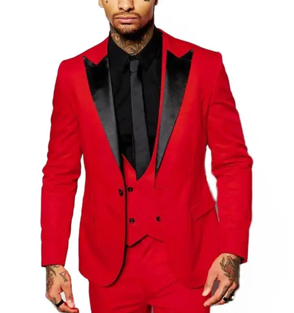 Lovee Tux Mens Formal Notch Lapel Suits 3 Pieces Slim Fit Business Tuxedo Blazer Groomsmen for Party 