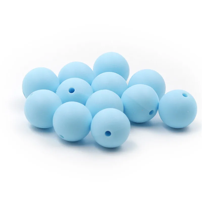 

YUMUZ 100pcs Ice Blue Silicone Beads Round BPA Free Baby Teething Beads For Baby Care Jewelry Teether Supplies