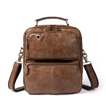 

Men Genuine Leather Vintage Shoulder Bag High Quality Travel Crossbody Bag Casual Brown Business Mens Hand bag men Leather Messe