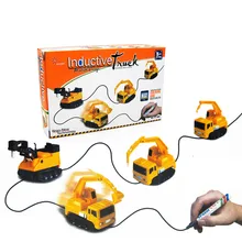 Hot Engineering Vehicles Mini Magic Toy Truck Children’s Inductive Truck Toys Figure Tank Car Pen Draw Lines Induction Rail Car