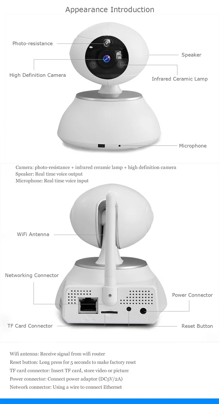 APP controlled intelligent network wireless wifi IP camera cctv camera with Pan & Tilt(13)