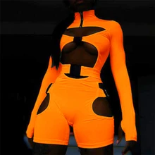 Neon Color Bodysuit and Playsuit Sexy Hollow Out Buckle Biker Playsuit 2019 Spring Long Sleeve Turtleneck Jumpsuit� Neon Color Bodysuit and Playsuit Sexy Hollow Out Buckle Biker Playsuit 2019 Spring Long Sleeve Turtleneck Jumpsuit�