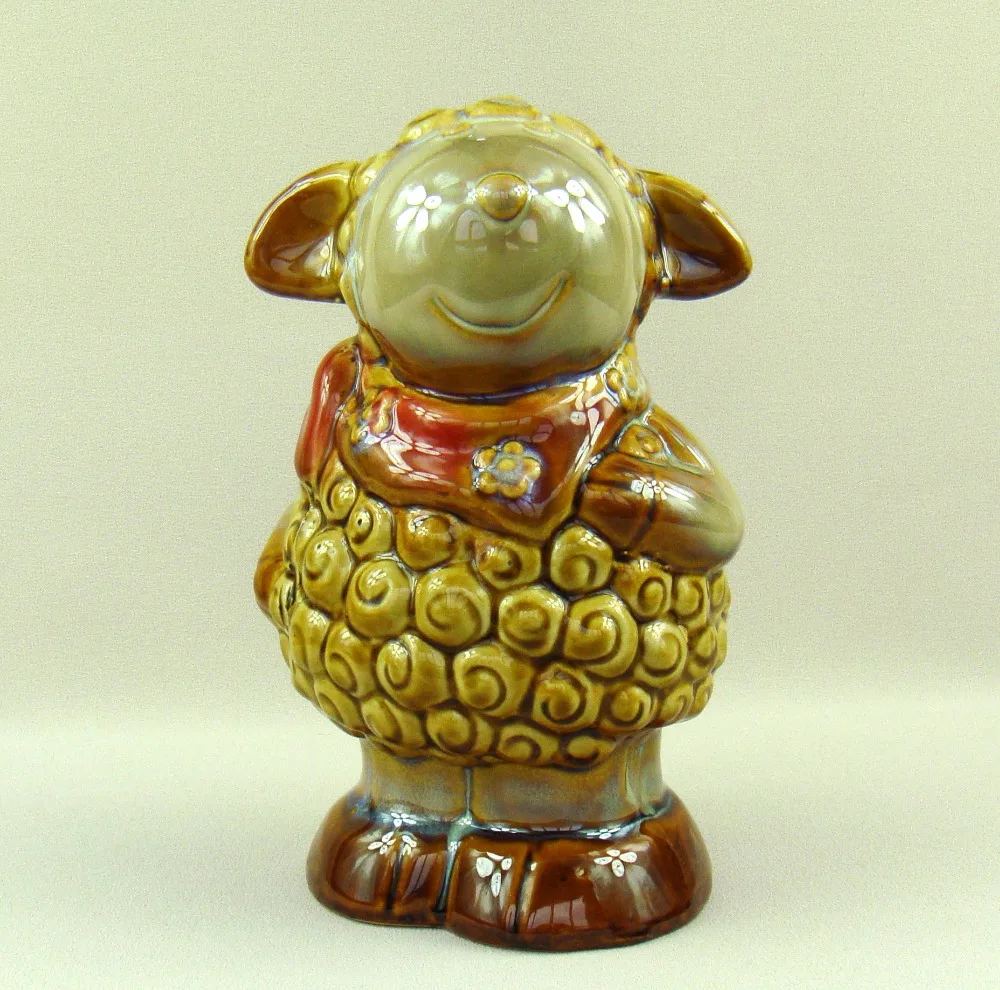 Cute Porcelain Sheep Figurine Model Pastoal Ceramics Lamb Sculpture