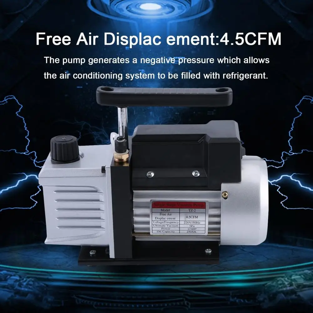 

4.5CFM 1/3HP Professional Single Stage Vacuum Pump Suitable For Refrigeration Air Conditioning Systems EU Plug