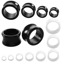 SwanJo 1 пара черный, белый цвет акрил аксессуары для тоннелей в ушах плоть двойной факельные туннели средства ухода за кожей пирсинг ювелирные изделия - изображение