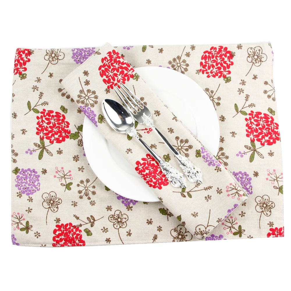 2PCS/Lot Flower Printed Cotton Fabric Placemat Heat Insulation Mat