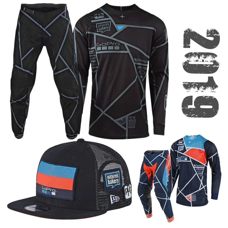 

2019 TOP Motocross Gear Set With Snapback Top ATV MX Moto Combos Off Road Motorcycle Jersey And Pant Include Team Cap