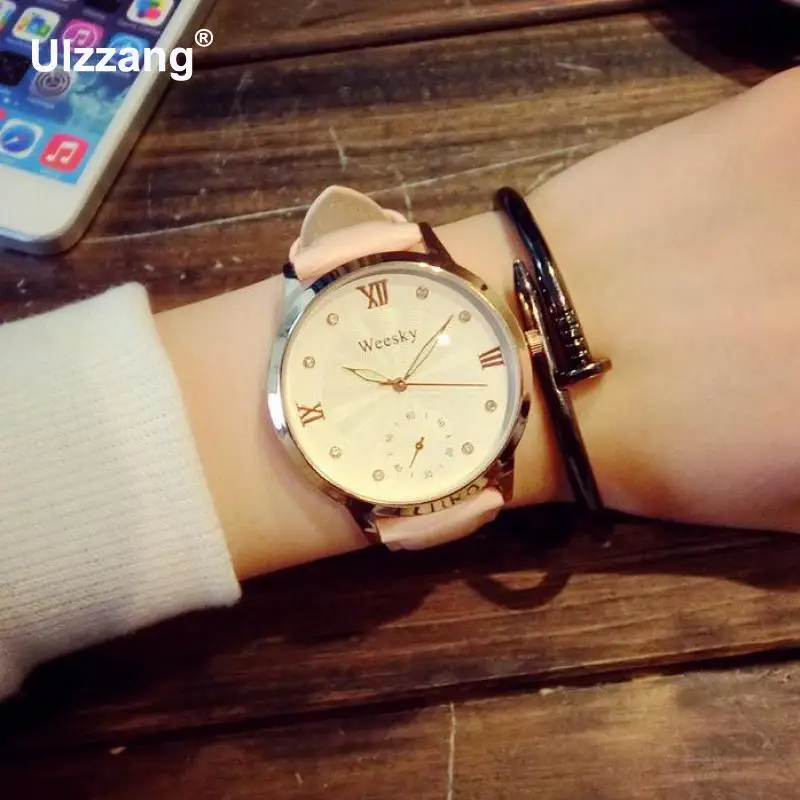 

2018 Luxury Crystal Diamond Bling Gold Rome Dial Genuine Leather Dress Wedding Wrist Watch Wristwatches for Women Girls Ladies