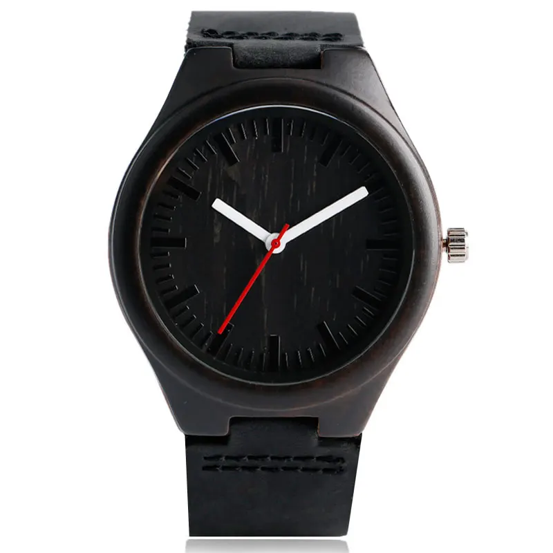 YISUYA Mens Wooden Wrist Watch Novel Bamboo Wood Creative Watches Black Genuine Leather Band Strap Quartz Males Watch relogio (6)
