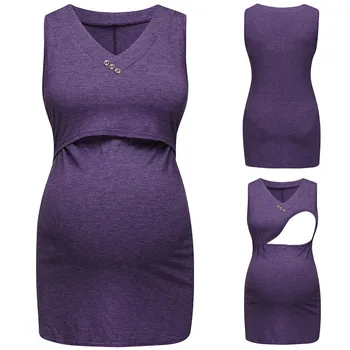 

Women Nursing Sleeveless Solid Tops Breastfeeding Vest Maternity Clothes Ropa Embarazada Summer Nursing Clothes Pregnancy Shirt
