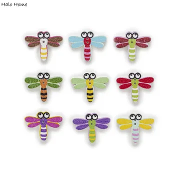 

30pcs Dragonfly Wood Buttons for Sewing Scrapbooking Clothing Headwear Handmade Crafts Home Decor Accessories DIY 25x20mm