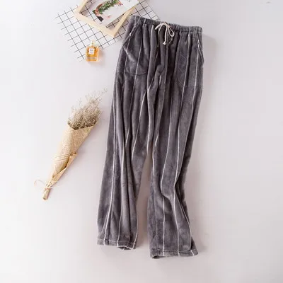 Flannel Pajama Pants Men And Women Autumn Winter Models Thick Coral Fleece Solid Color Warm Trousers Home Pants As020 (16)