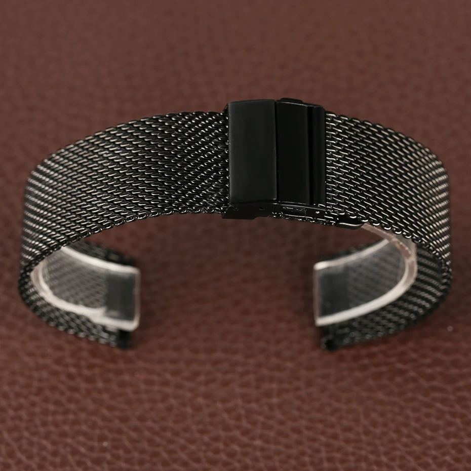 Mesh Milanese Bracelet Clasp Watchbands High Quality 18mm 20mm 22mm Silver Black Wrist Watch Band Strap for Clock Replacement 2018 (23)